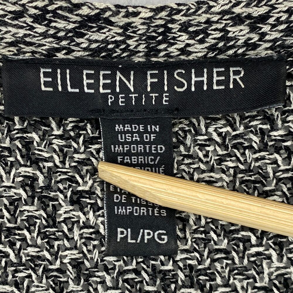 EILEEN FISHER Cardigan PL Rayon Marled Duster Open Front Long Sleeve Black USA - Picture 8 of 13